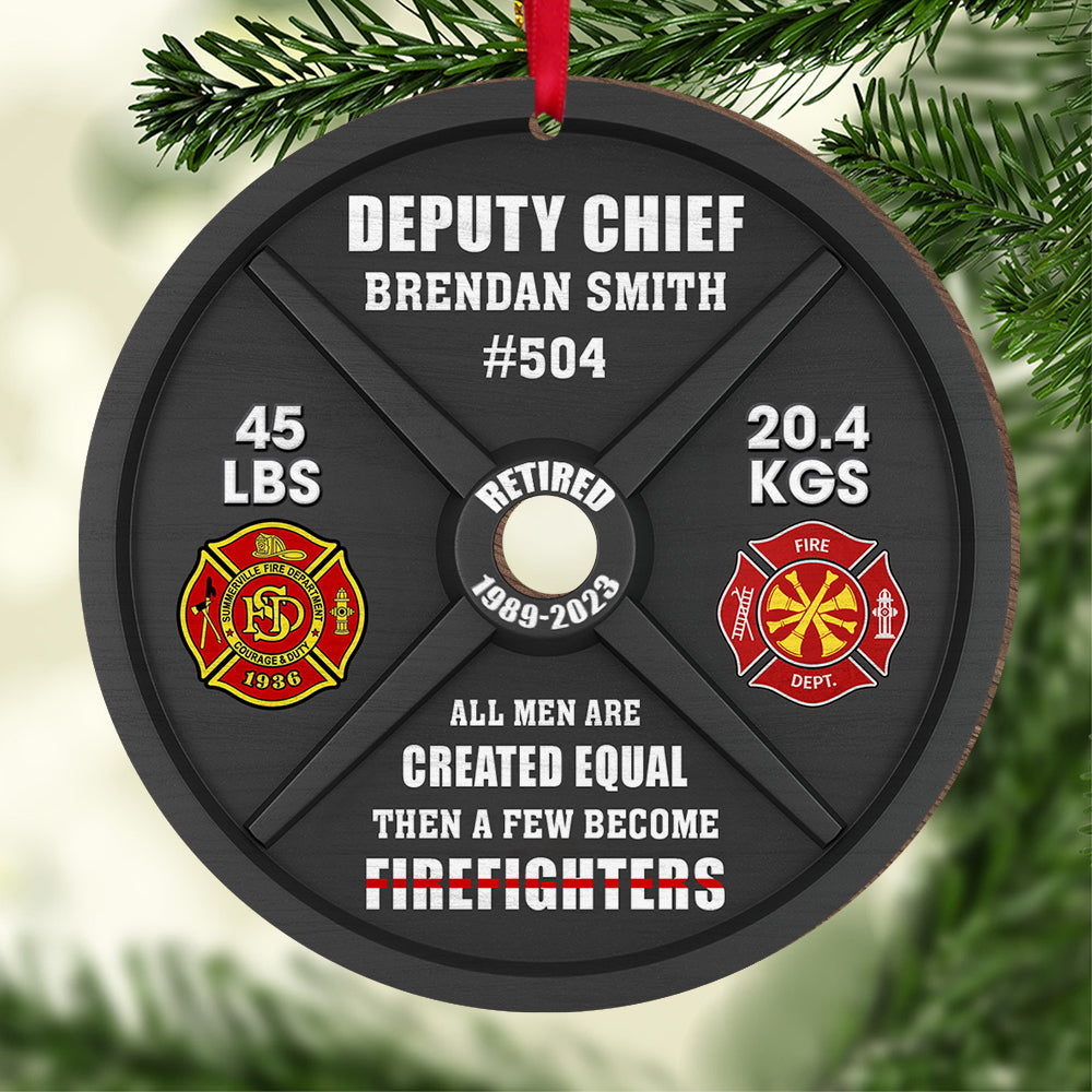 Personalized Gifts For Firefighter Wood Ornament, Weight Plate - Cute Christmas Tree Gift Idea Personalized Gifts For Firefighter Wood Ornament, Weight Plate - Cute Christmas Tree Gift Idea