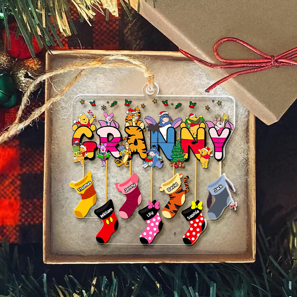 Personalized Gifts For Grandma Cartoon Socks Christmas Ornament - Festive Holiday Keepsake Gift