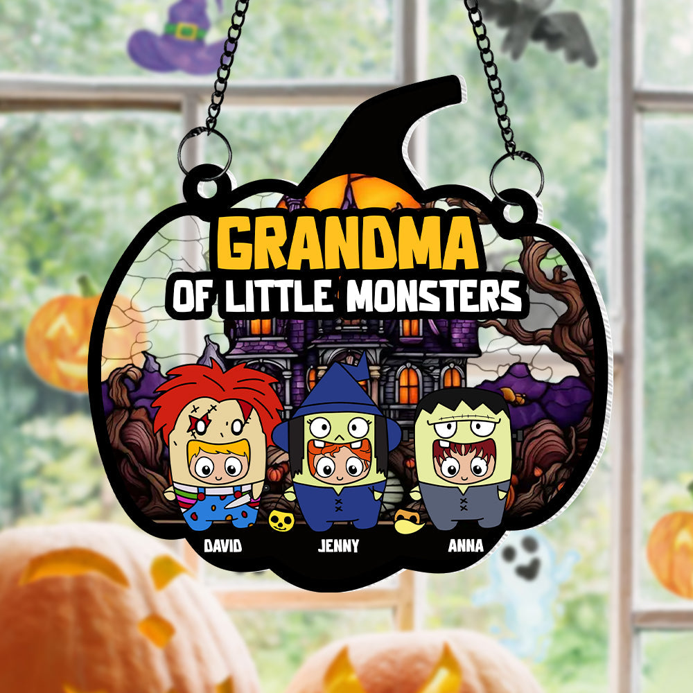 Personalized Gifts For Grandma Suncatcher Acrylic Halloween With Kids - Cute Christmas Tree Gift Idea