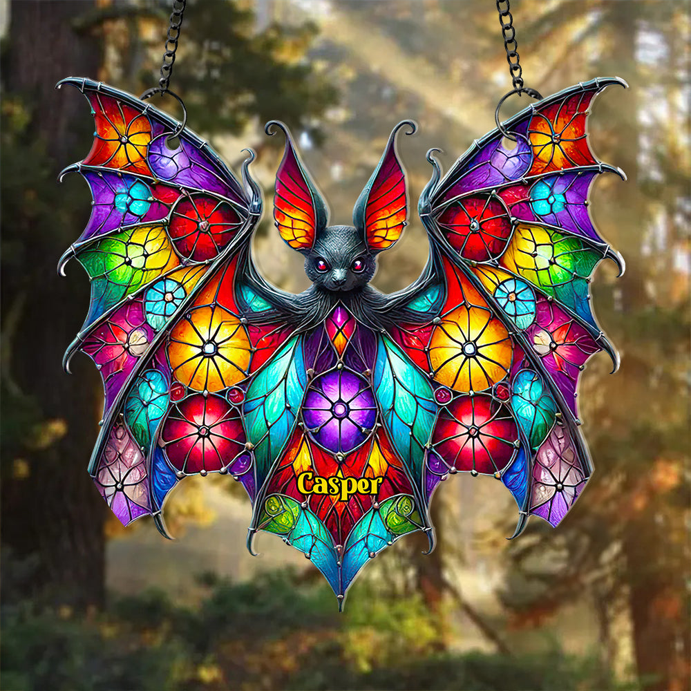 Personalized Gifts For Halloween, Whimsical Halloween Bat Acrylic Suncatcher Ornament - Cute Christmas Tree Gift Idea