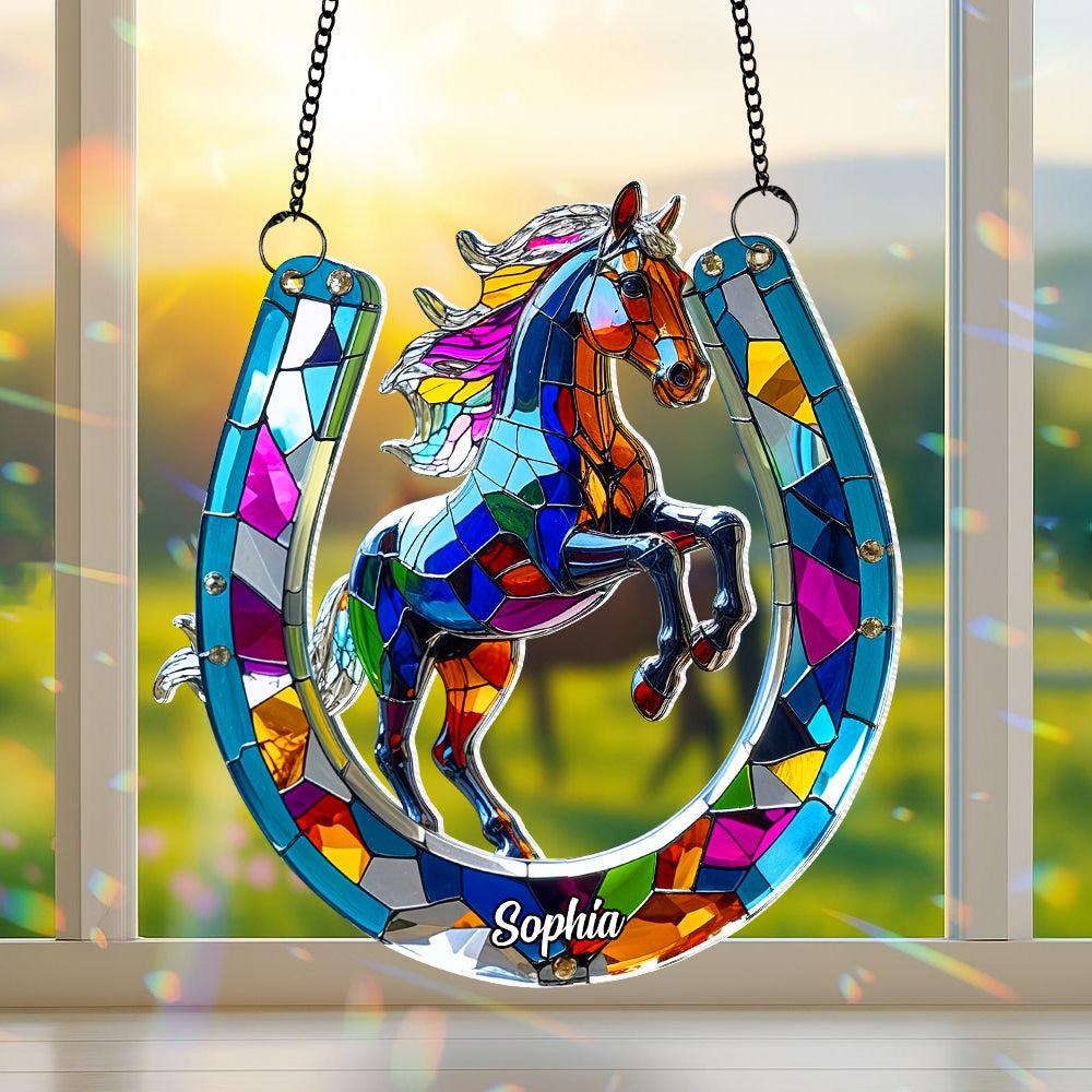 Personalized Gifts For Horse Lovers Suncatcher Ornament - Family Christmas Ornament Gift