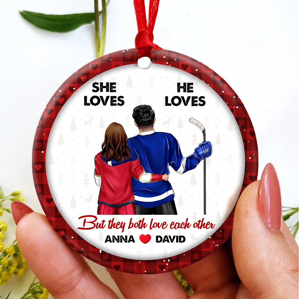 Personalized Gifts For Ice Hockey Lovers Couple Christmas Ornament - Cute Christmas Tree Gift Idea Personalized Gifts For Ice Hockey Lovers Couple Christmas Ornament - Cute Christmas Tree Gift Idea