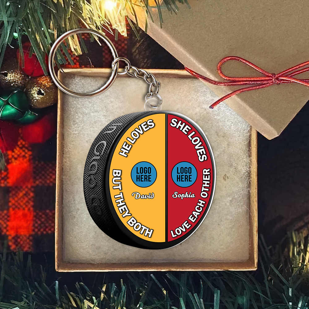 Personalized Gifts For Ice Hockey-loving Couple Christmas Ornament - Fun Holiday Ornament Gift