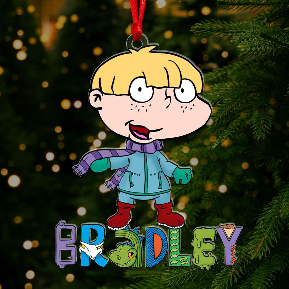 Personalized Gifts For Kid Ornament, Playful Cartoon Kid Custom Name Art - Fun Holiday Ornament Gift