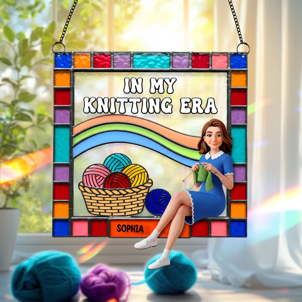 Personalized Gifts For Knitting Lovers Suncatcher Ornament - Christmas Ornament Gift Idea
