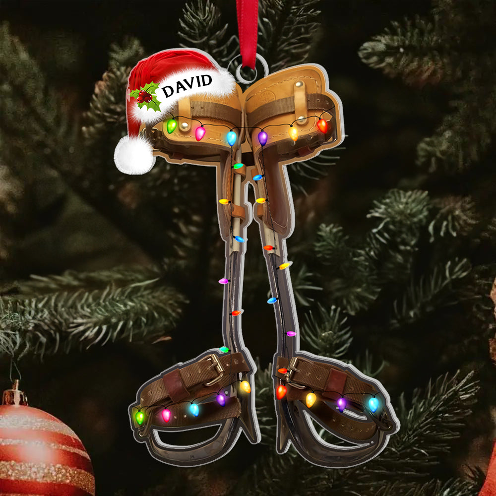 Personalized Gifts For Lineman Ornament, Climbing Spikes - Holiday Tree Decoration Gift