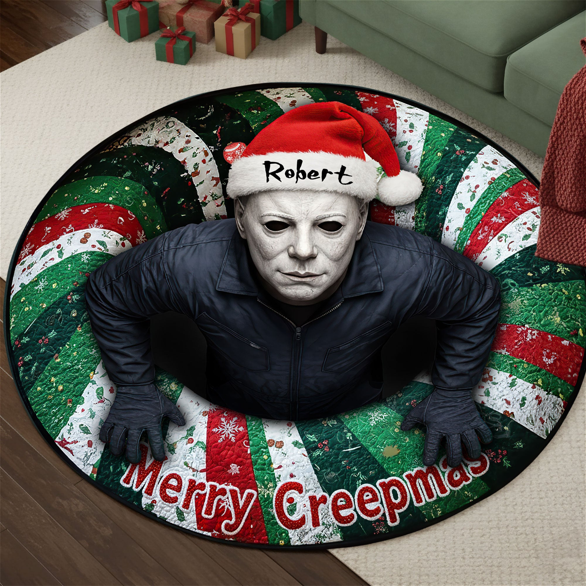 Personalized Gifts For Movie Fans, Christmas Quilted Round Mat - Gag Christmas Gifts For Boss