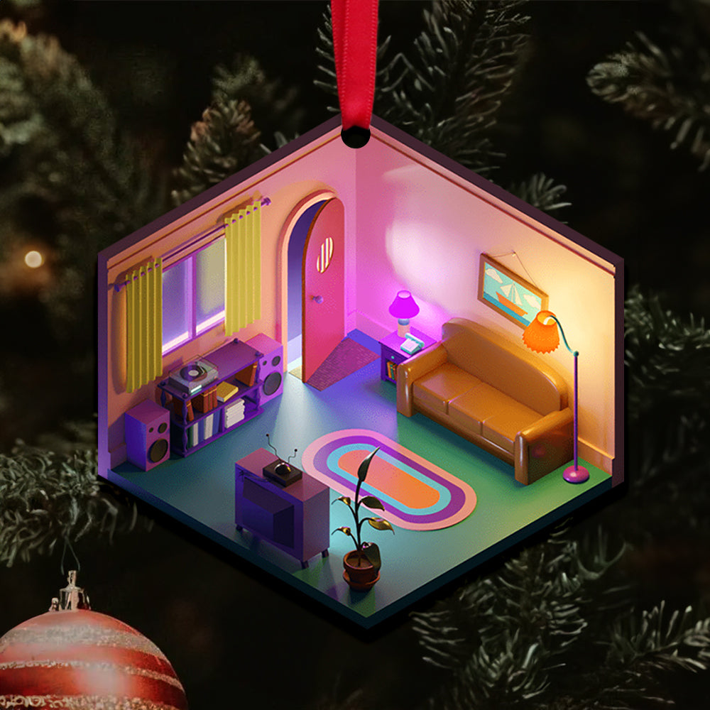 Personalized Gifts For Movie Lover Christmas Ornament Isometric Room - Xmas Home Decoration Gift