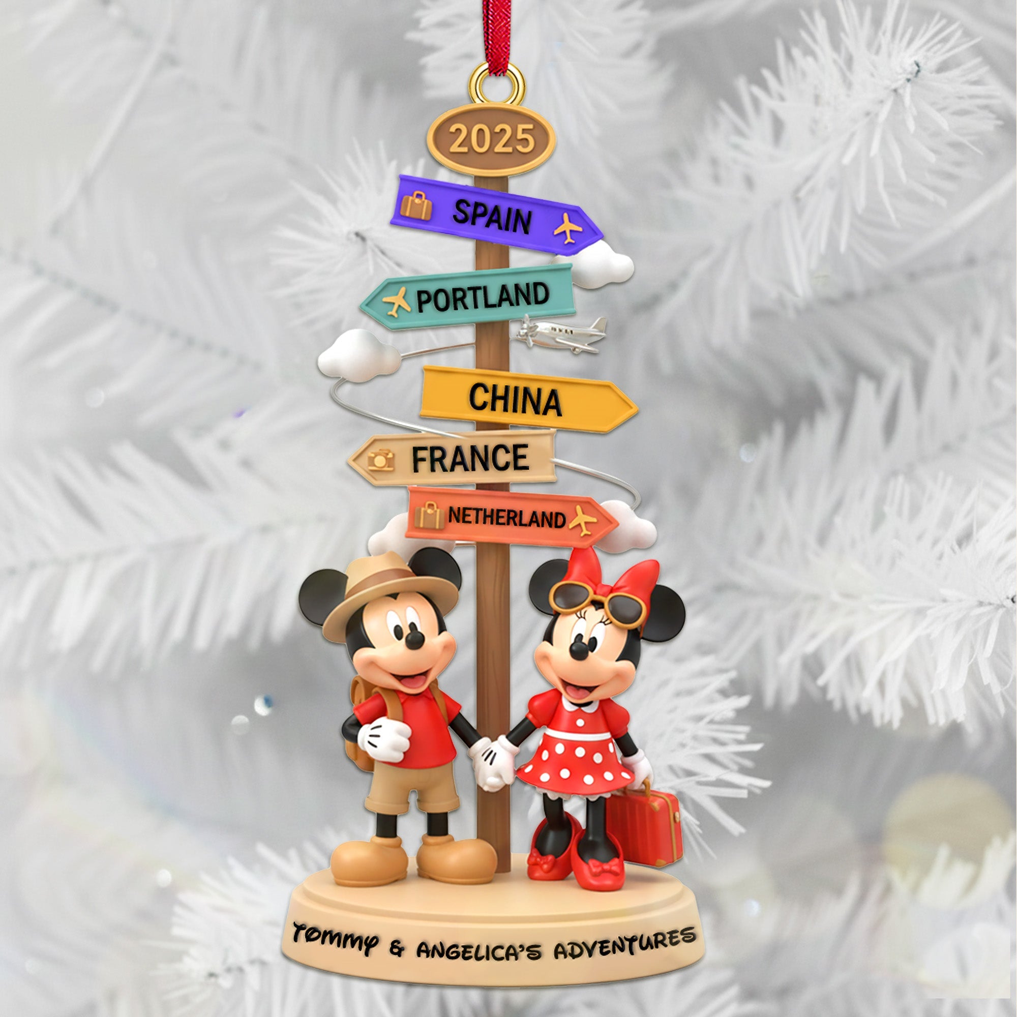 Personalized Gifts For Traveling Couple Christmas Ornament - Holiday Tree Decoration Gift