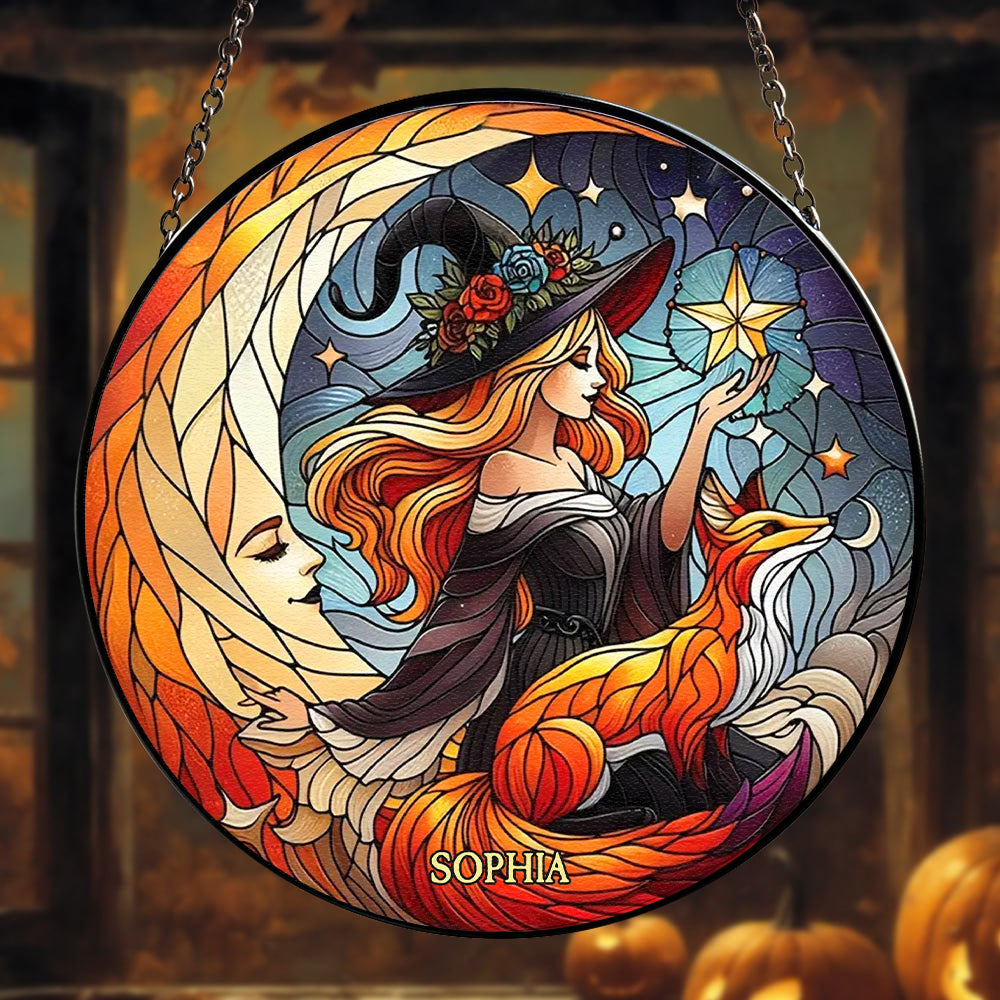 Personalized Gifts For Witch Lover Round Stained Glass Suncatcher Halloween - Family Christmas Ornament Gift Personalized Gifts For Witch Lover Round Stained Glass Suncatcher Halloween - Family Christmas Ornament Gift