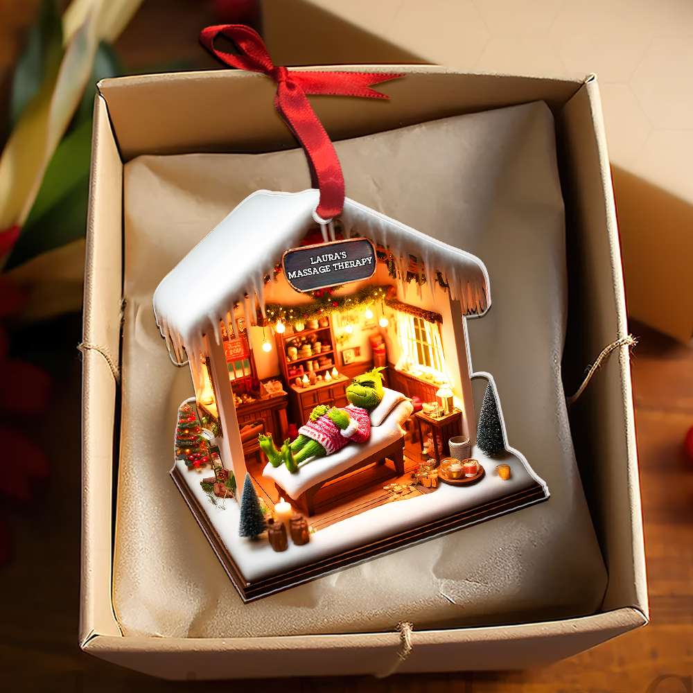 Personalized Gifts Massage Therapy Green Monster Acrylic Ornament - Family Christmas Ornament Gift