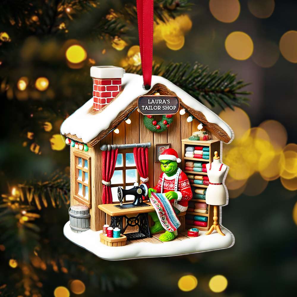 Personalized Gifts Tailor Shop Green Monster Acrylic Ornament - Holiday Tree Decoration Gift