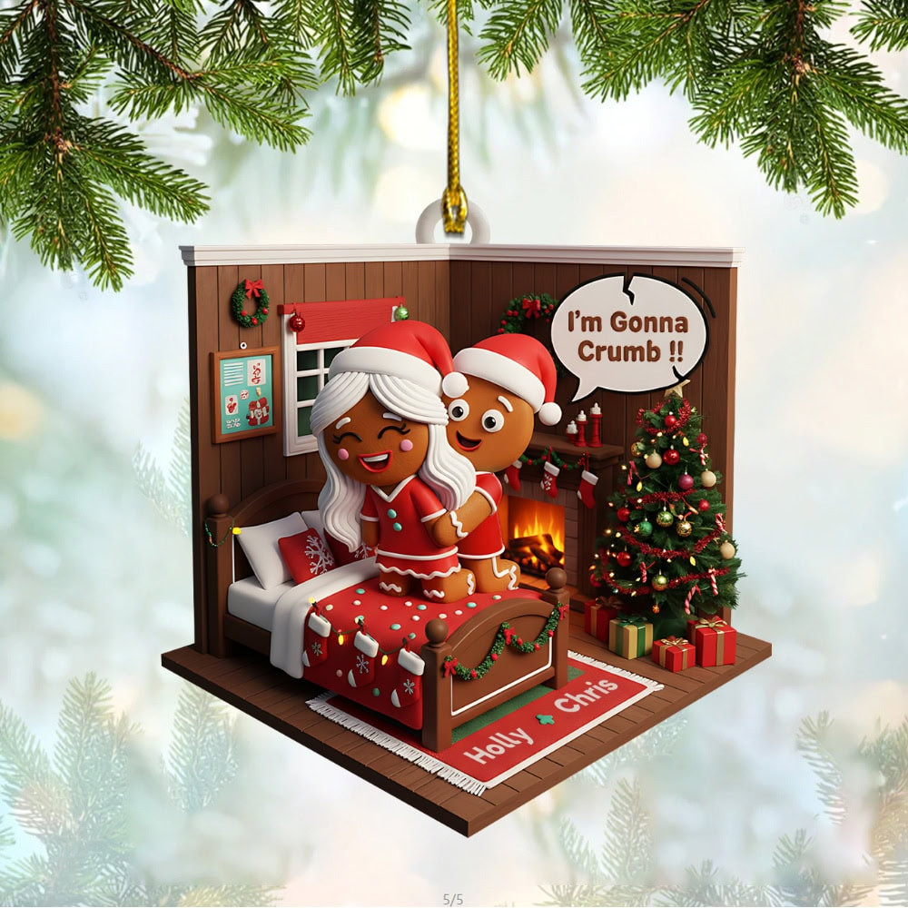 Personalized Gingerbread Couple Custom Flat Acrylic Ornament Gift For Couple