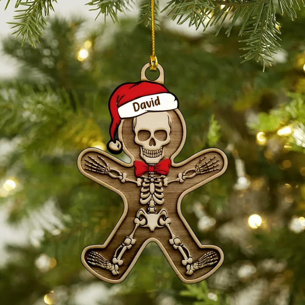 Personalized Gingerbread Skeleton Christmas Personalized Acrylic Ornament Christmas Gift For Family Funny Christmas Gift