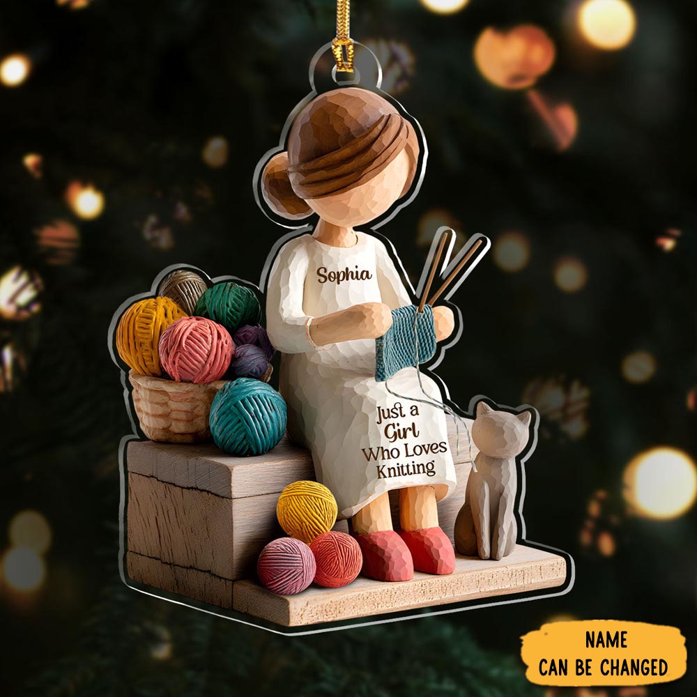 Personalized Girl Knitting Christmas Ornament Xmas Tree Decor Christmas Gifts For Mom