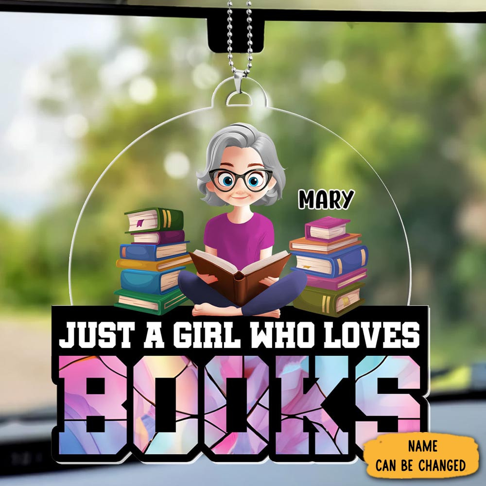 Personalized Girl Reading Christmas Car Ornament Bookworms Christmas Gifts