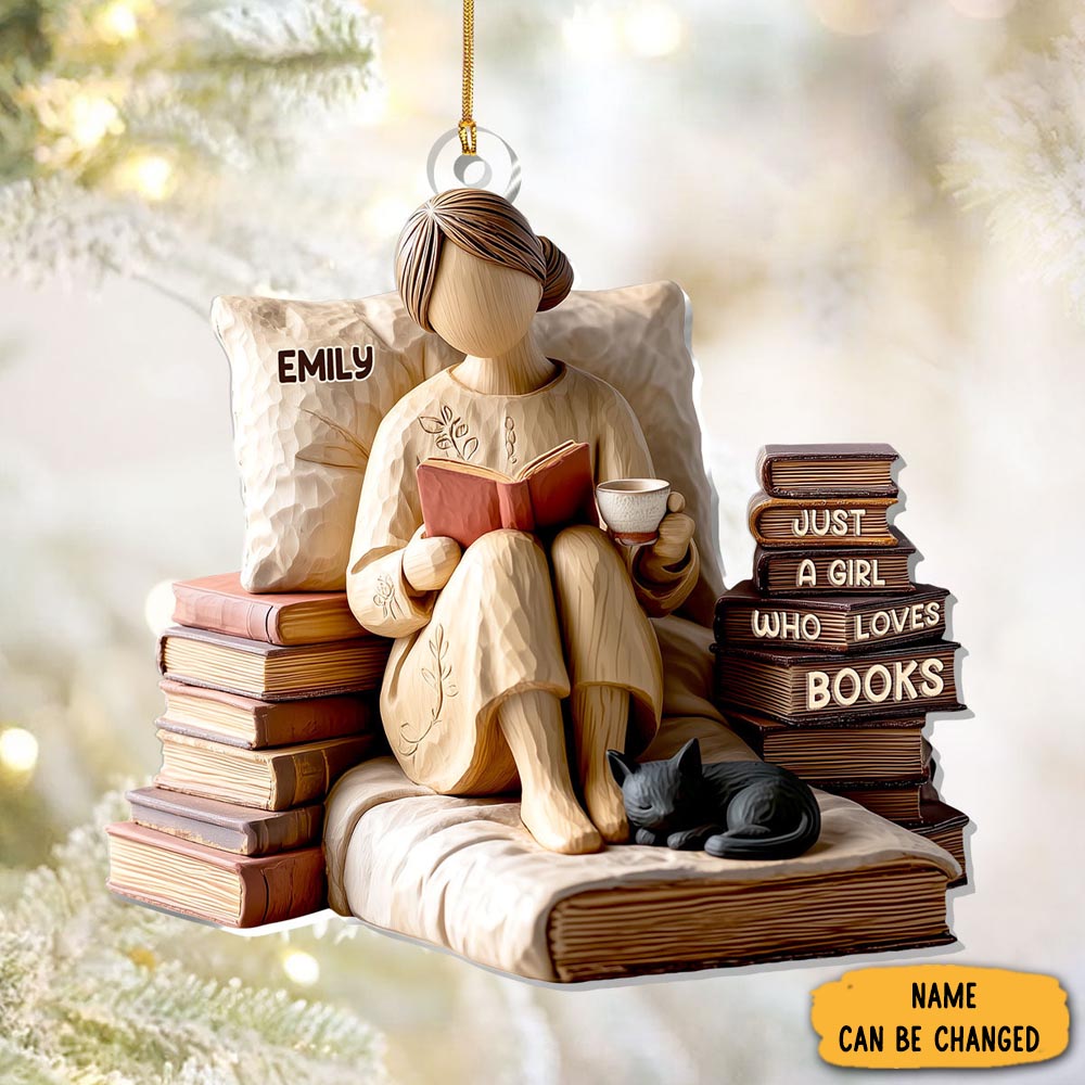 Personalized Girl Reading Christmas Ornament Book Themed Christmas Gifts For Girlfriend