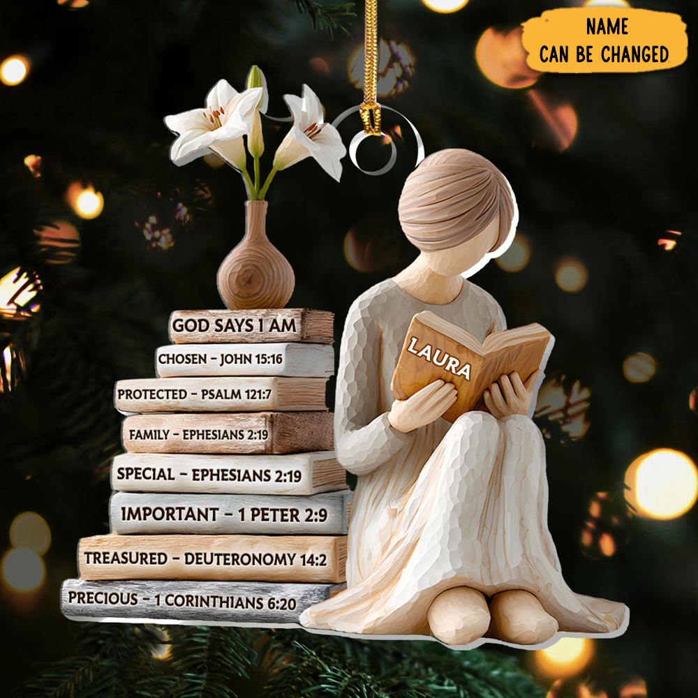Personalized Girl Reading Christmas Ornament Christmas Home Decor Bookish Gifts