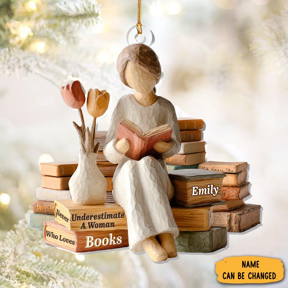 Personalized Girl Reading Christmas Ornament Holiday Home Decor Christmas Gifts For Her