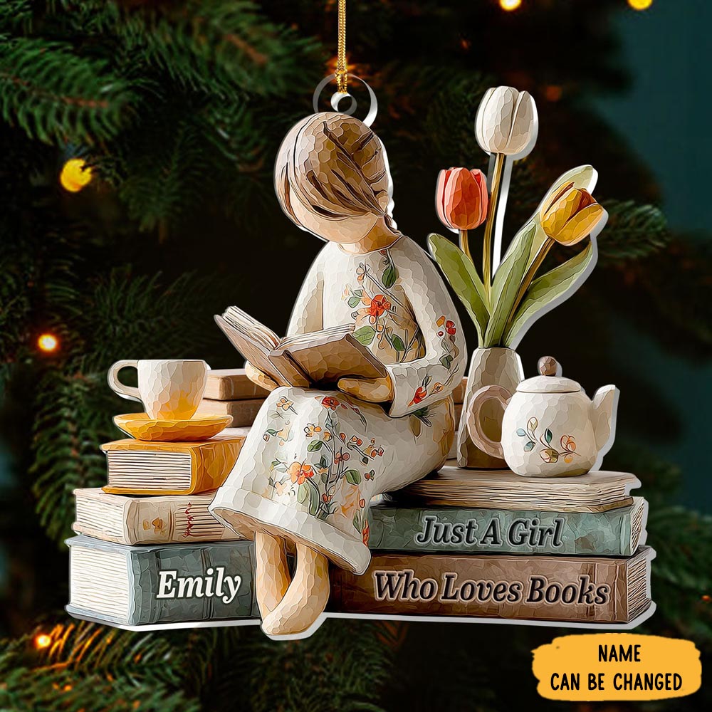 Personalized Girl Reading Christmas Ornament Xmas Tree Decor Christmas Gifts For Wife