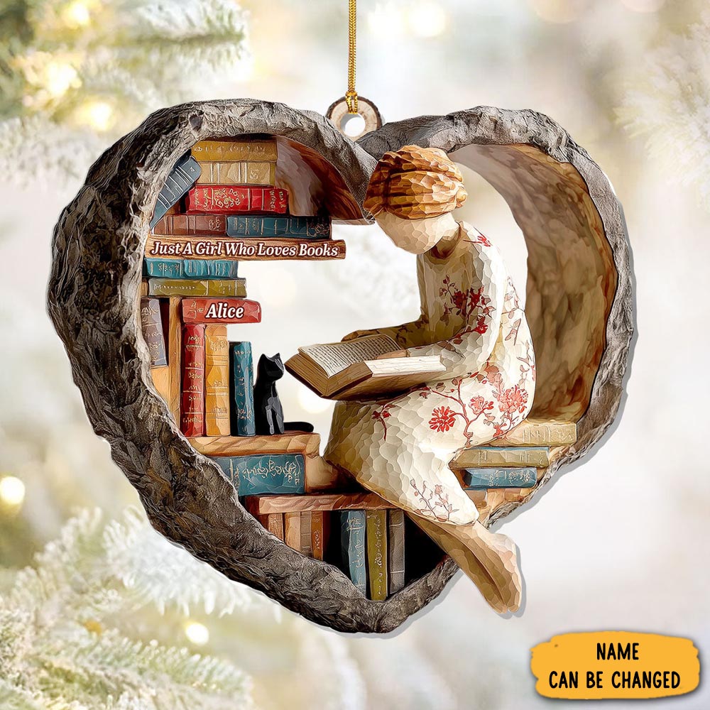 Personalized Girl Who Loves Books Christmas Ornament Xmas Tree Decoration Christmas Gifts
