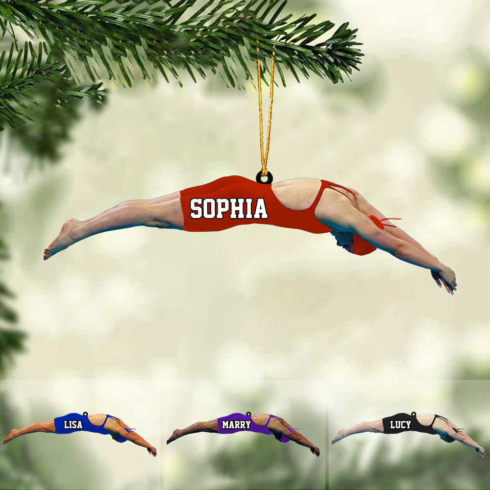 Personalized Girl/Female Swimmer Acrylic Ornament Gift For Swimming Lovers/Swimmer HB