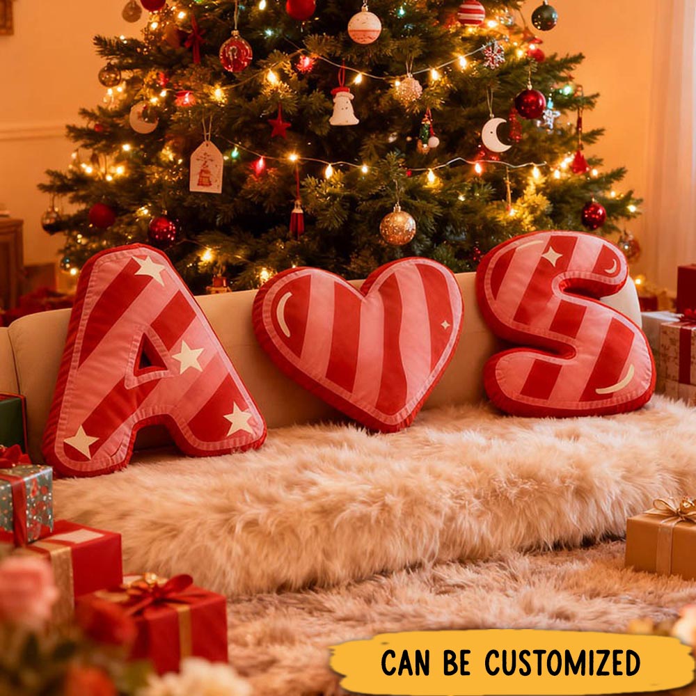 Personalized Girlfriend Initials Pillow Custom Couple Newlyweds Letter Cushion DIY Name Pillow First Christmas Pillow for Husband Wife Boyfriend