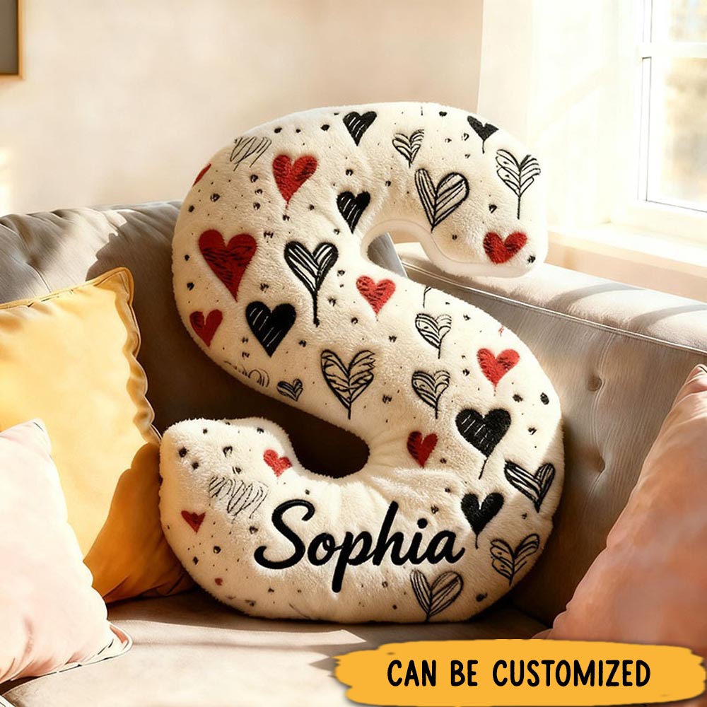 Personalized Girlfriend Letter Pillow Custom Wife Initials Cushion with Name Valentine's Day Pillow for Husband Wife Christmas Gift for Him Her