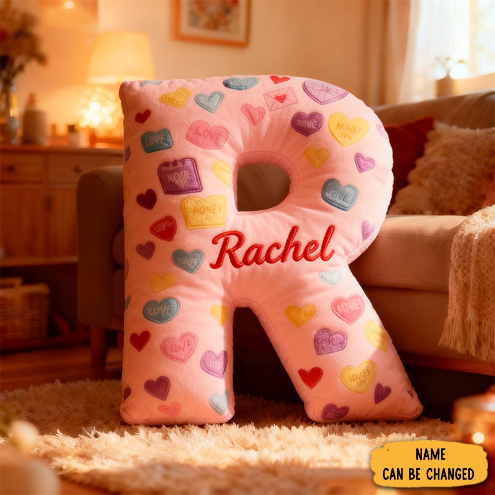 Personalized Girlfriend Love Heart Candy Print Letter Pillow Custom Name Cushion Valentine S Gift For Girl Friend Boyfriend Christmas Gift For Him Her