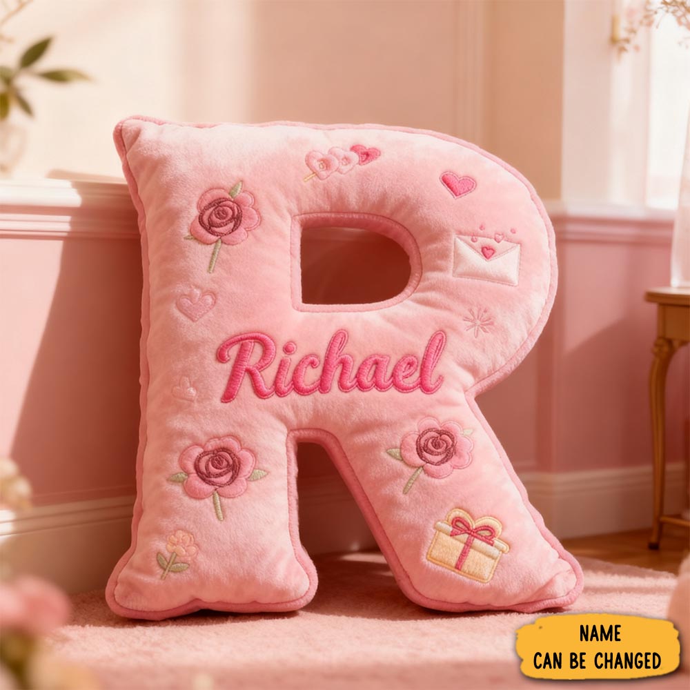 Personalized Girlfriend Love Print Flower Letter Pillow Custom Name Cushion Valentine S Gift For Girl Friend Boyfriend Christmas Gift For Him Her