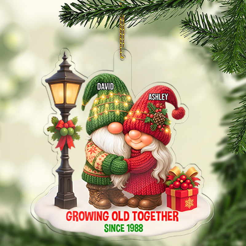 Personalized Gnome Christmas Couple Acrylic Ornament Custom Name and Year Ornament Christmas Tree Decoration