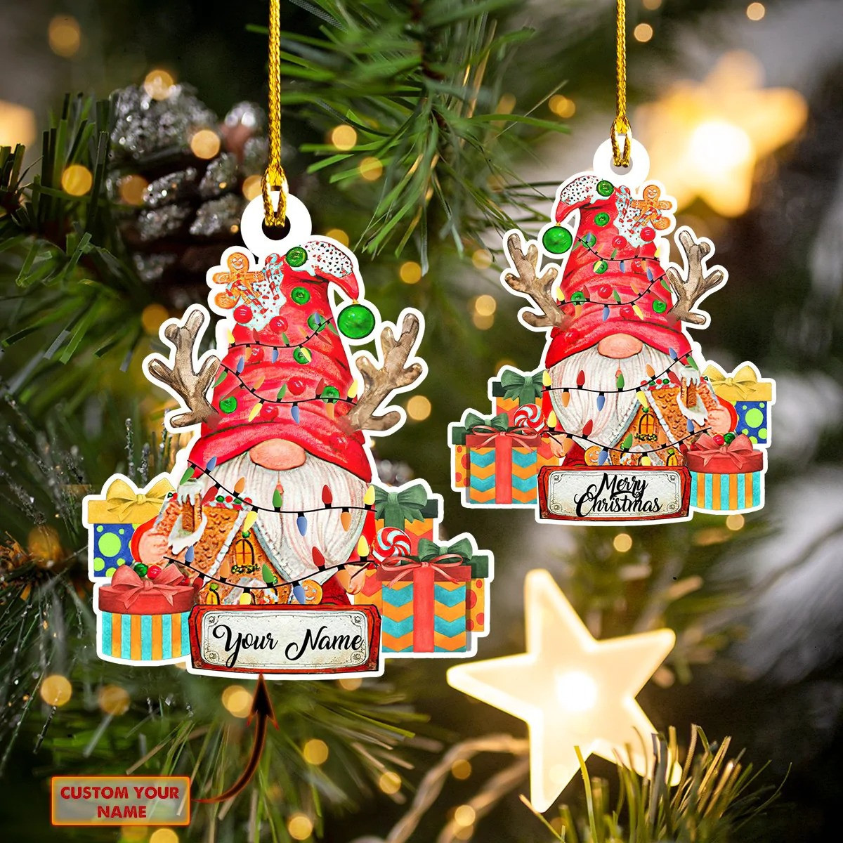 Personalized Gnome Christmas Ornament Gnome Christmas Tree Ornaments 2024