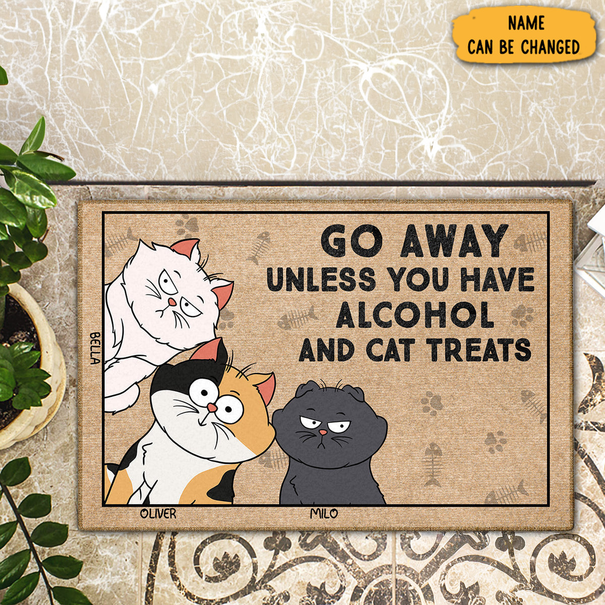 Personalized Go Away Unless You Have Cat Treats Doormat Entryway Decor Gift For Cat Lovers