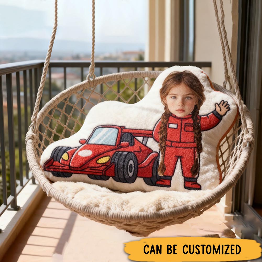 Personalized Go-Kart Racer Pillow with Custom Face Design 3D Print Pillow