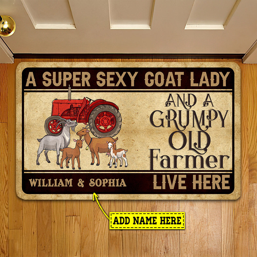 Personalized Goat Doormat A Super Sexy Goat Lady Grumpy Old Farmer Live Here Gift For Goat Lovers New Home Gift Housewarming Gift Goat Decor