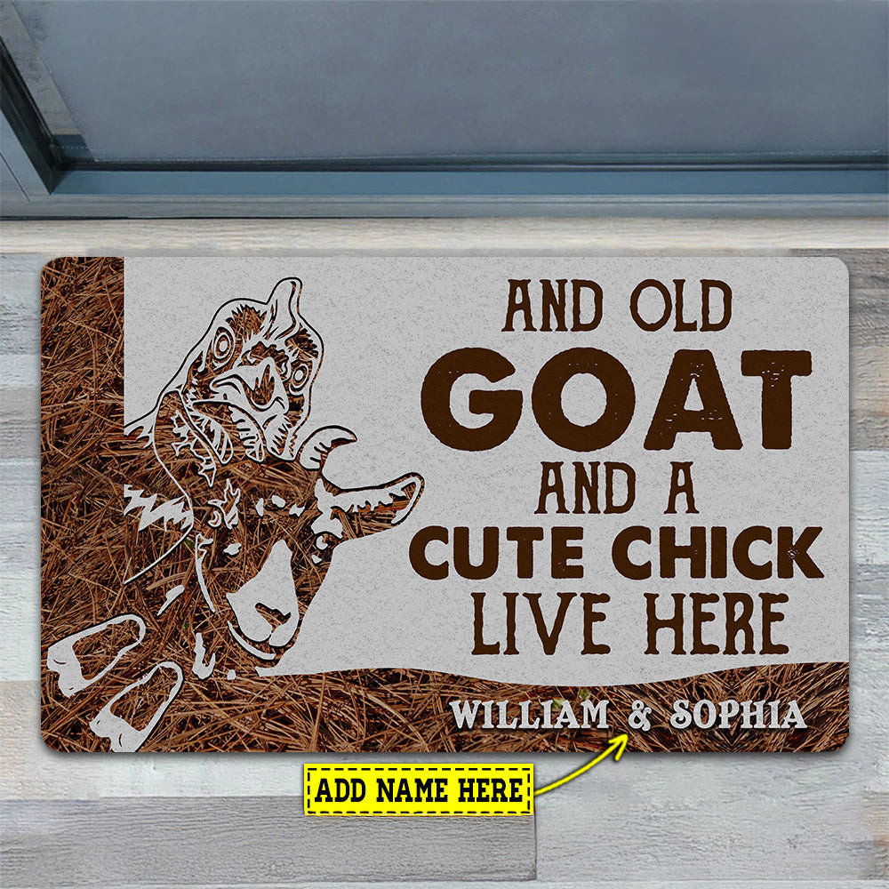 Personalized Goat Doormat An Old Goat A Cute Chick Live Here Gift For Goat Lovers New Home Gift Housewarming Gift Goat Decor