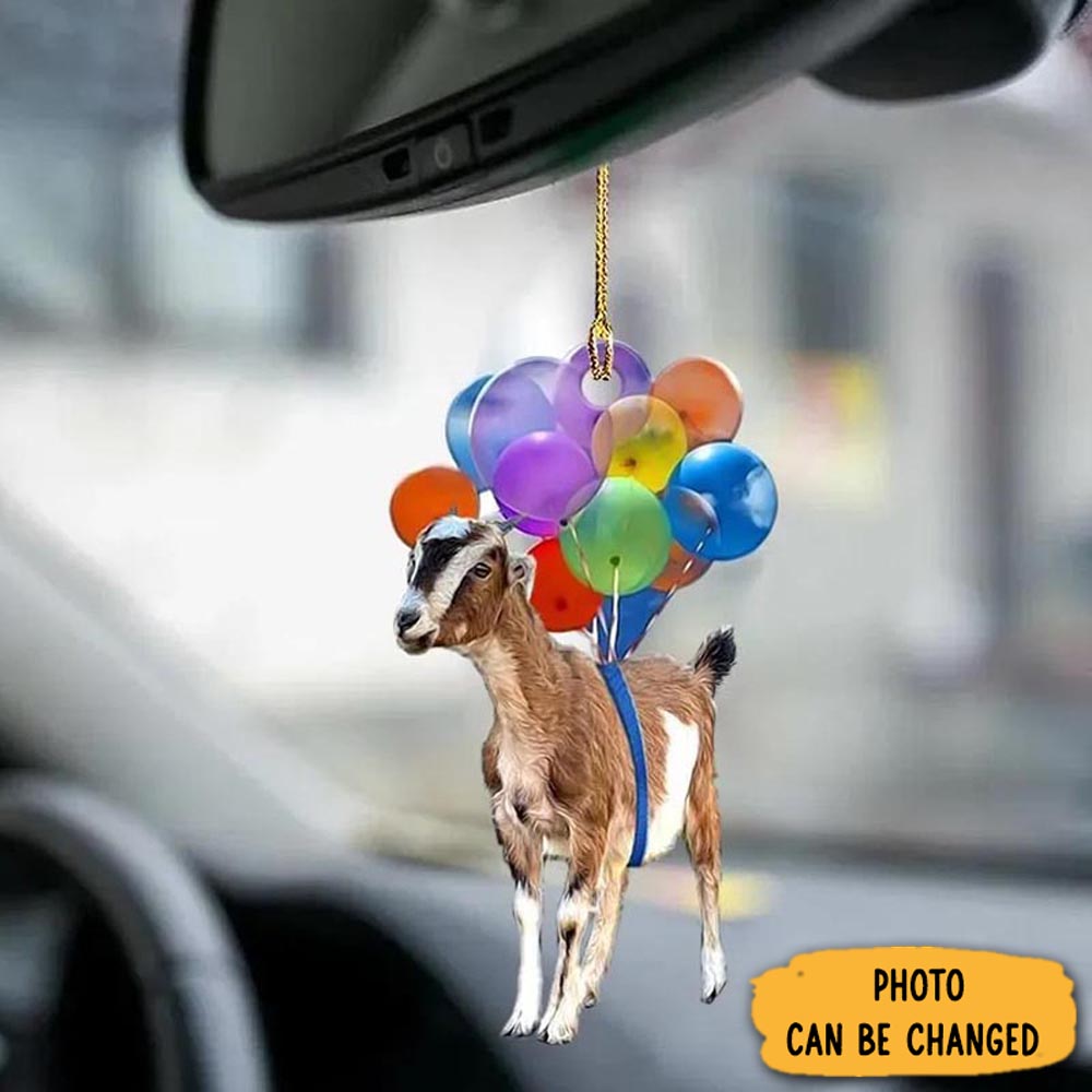 Personalized Goat Fly With Bubbles Car Hanging Ornament Meaningful Christmas Ornament Gift