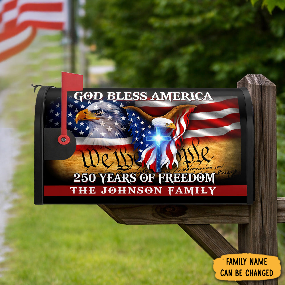 Personalized God Bless America 250 Years Of Freedom Mailbox Cover Fourth Of July Gifts