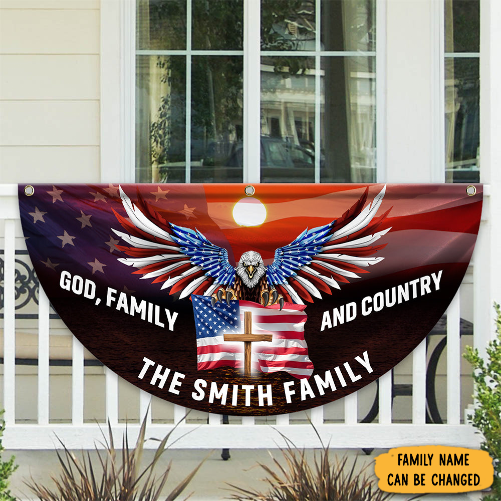 Personalized God Family And Country America Fan Flag In God We Trust Flag Patriotic Decor
