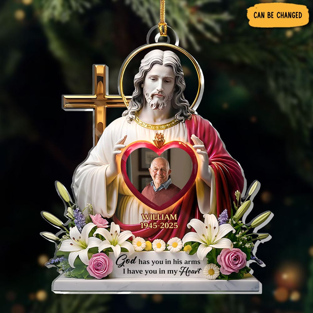 Personalized God Has You In His Arms Christmas Ornament Floral Themed Memorial Gift Ideas