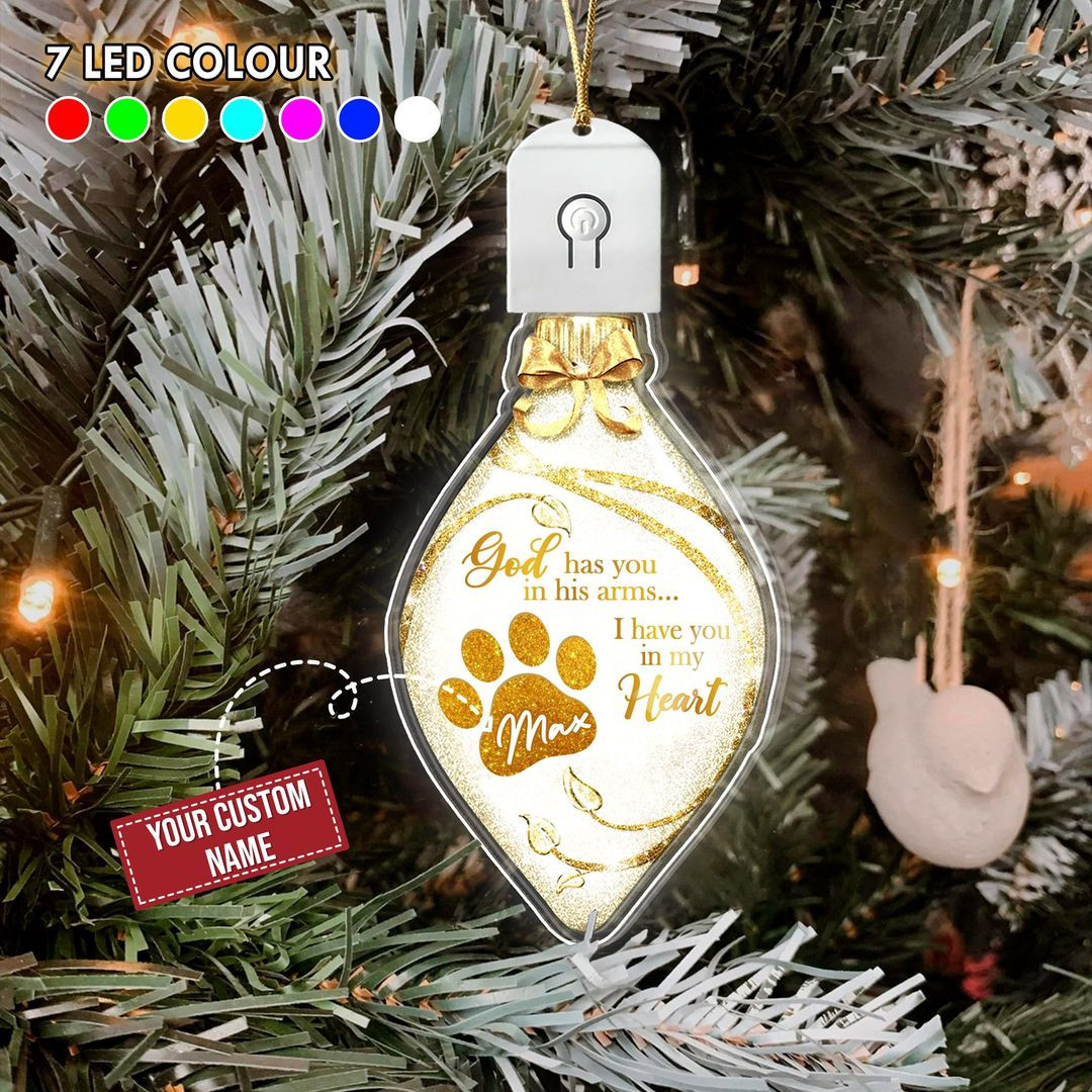 Personalized God Has You In His Arms I Have You In My Heart Led Christmas Ornaments Decor
