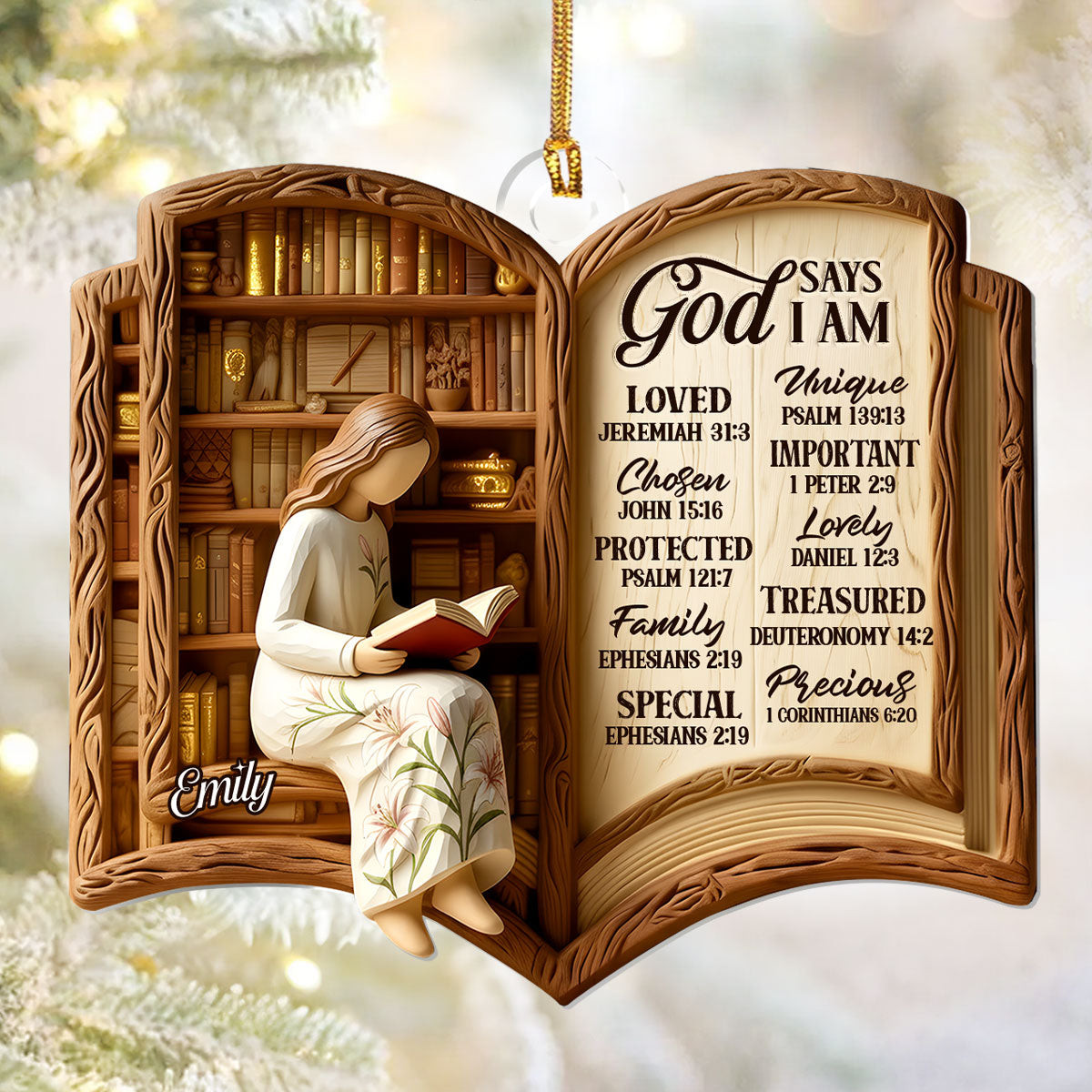 Personalized God Says I Am Christmas Ornament Christian Home Decor Cool Gifts For Book Lovers