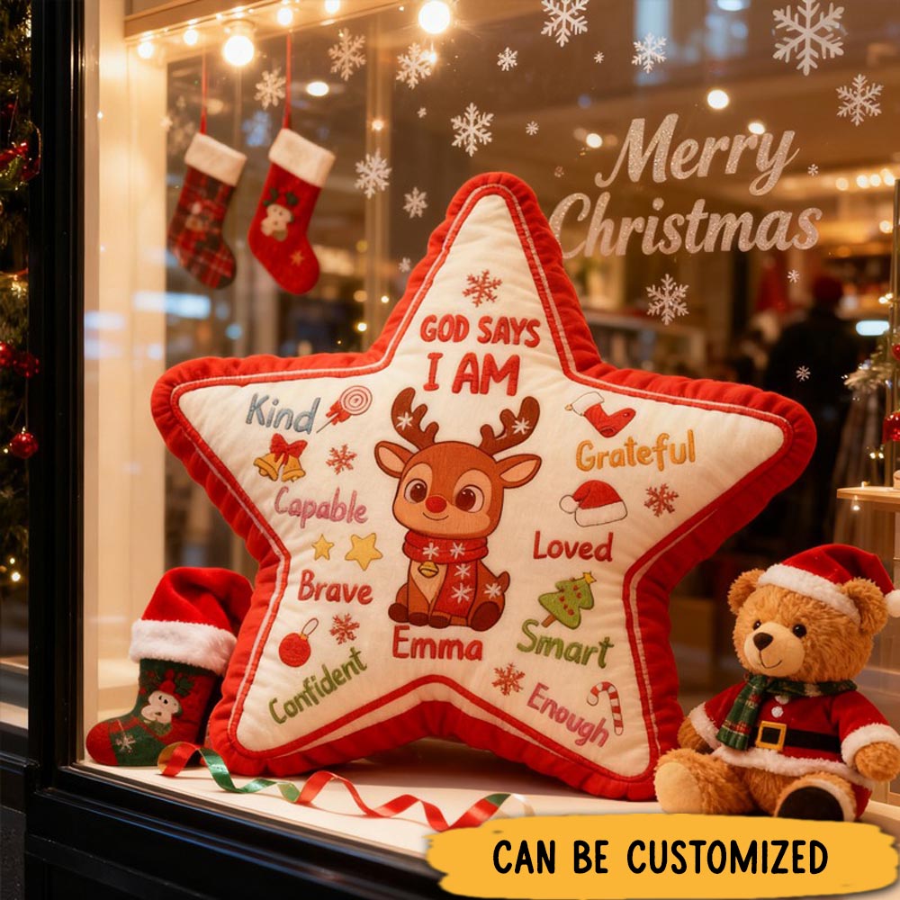 Personalized God Says I am Pillow with Custom Name Home Decor Religious Faith Gift for Kids Christmas Gift