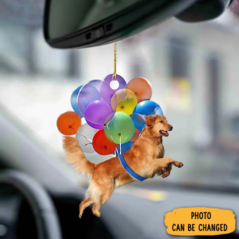 Personalized Golden Retriever Fly With Bubbles Car Hanging Ornament Joyful Holiday Season Ornament Gift