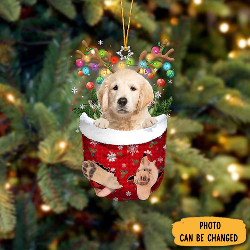 Personalized Golden Retriever In Snow Pocket Christmas Ornament Unique Ornament Gift For Friends