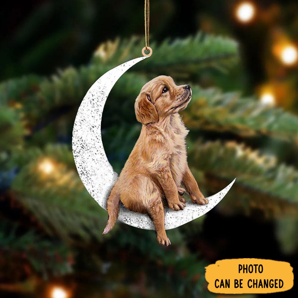 Personalized Golden Retriever Sit On The Moon Ornament Cozy Christmas Ornament Decoration