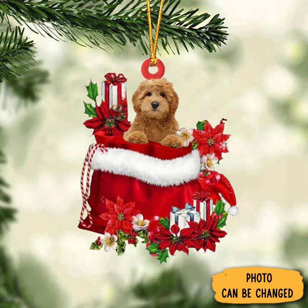Personalized Goldendoodle In Gift Bag Christmas Ornament Lovely Holiday Ornament Display