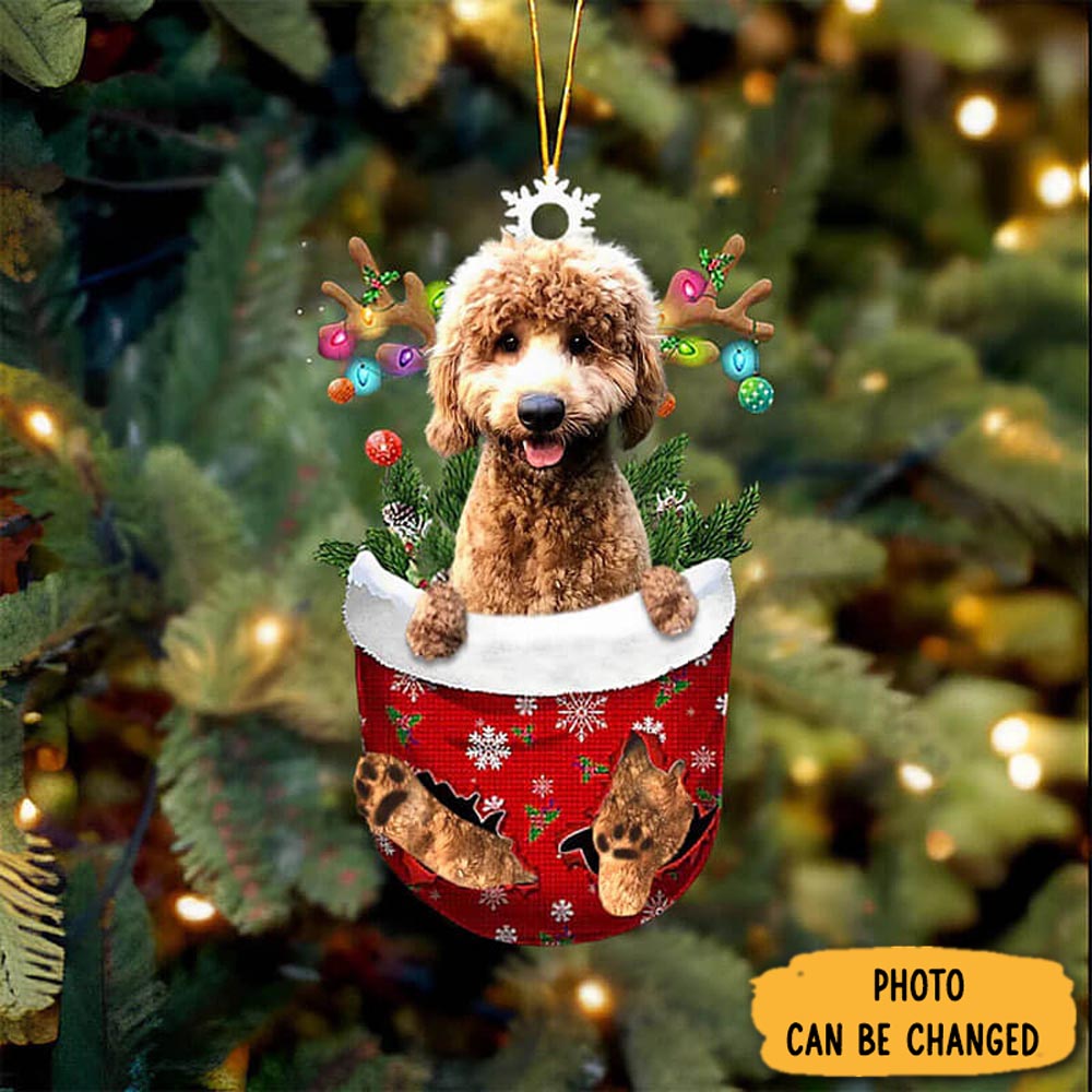Personalized Goldendoodle In Snow Pocket Christmas Ornament Holiday Ornament For Home & Family