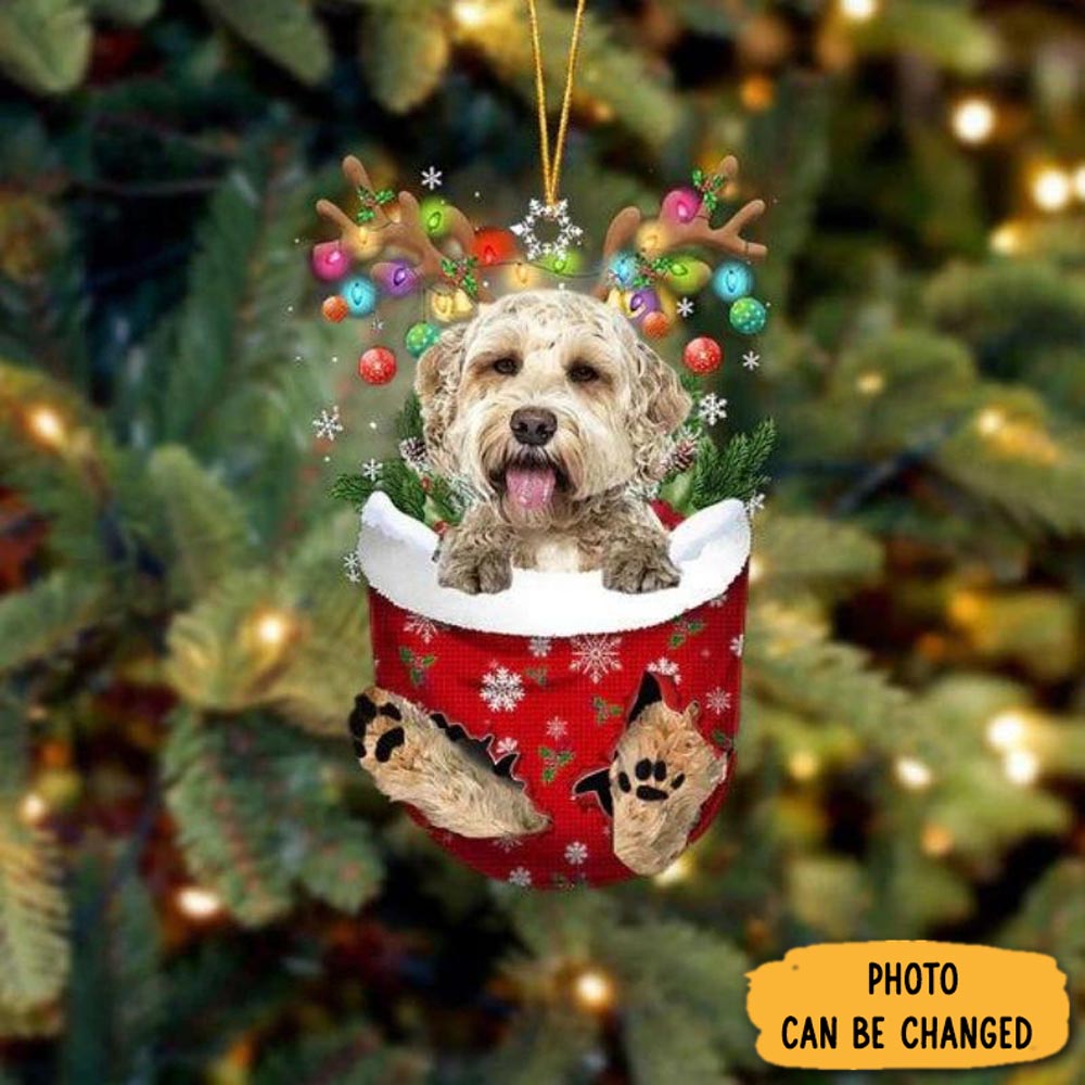 Personalized Goldendoodle In Snow Pocket Christmas Ornament Meaningful Christmas Ornament Gift