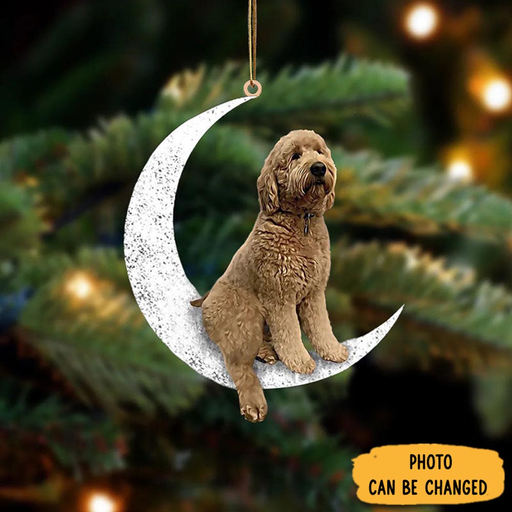 Personalized Goldendoodle Sit On The Moon Ornament Perfect Christmas Ornament Gift